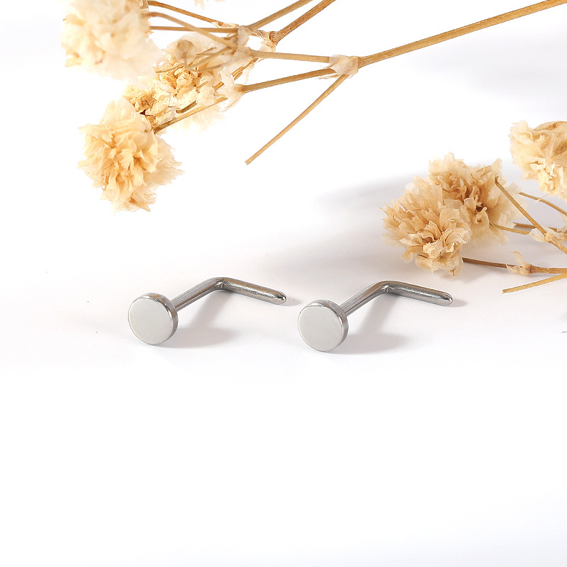 G23 Titanium Nose Nail Round Cake 5-Character 7-Character S Rod L Rod Nose Curved Nose Ornament Princess Series Nose Piercing Jewelry - Image 3