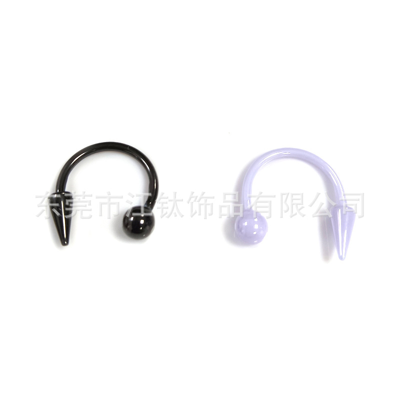 Bioceramic Black Externally Threaded Nose Ring 16G Horseshoe Shape C Barbell Septum Lip Ear Cartilage Piercing Jewelry - Image 5