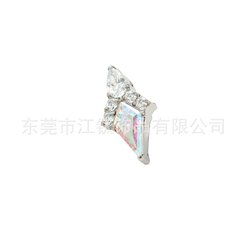 G23 Titanium Ear Bone Nail with Zircon - 1.2mm 10mm Cartilage Stud Earring Gold White CZ - Image 5