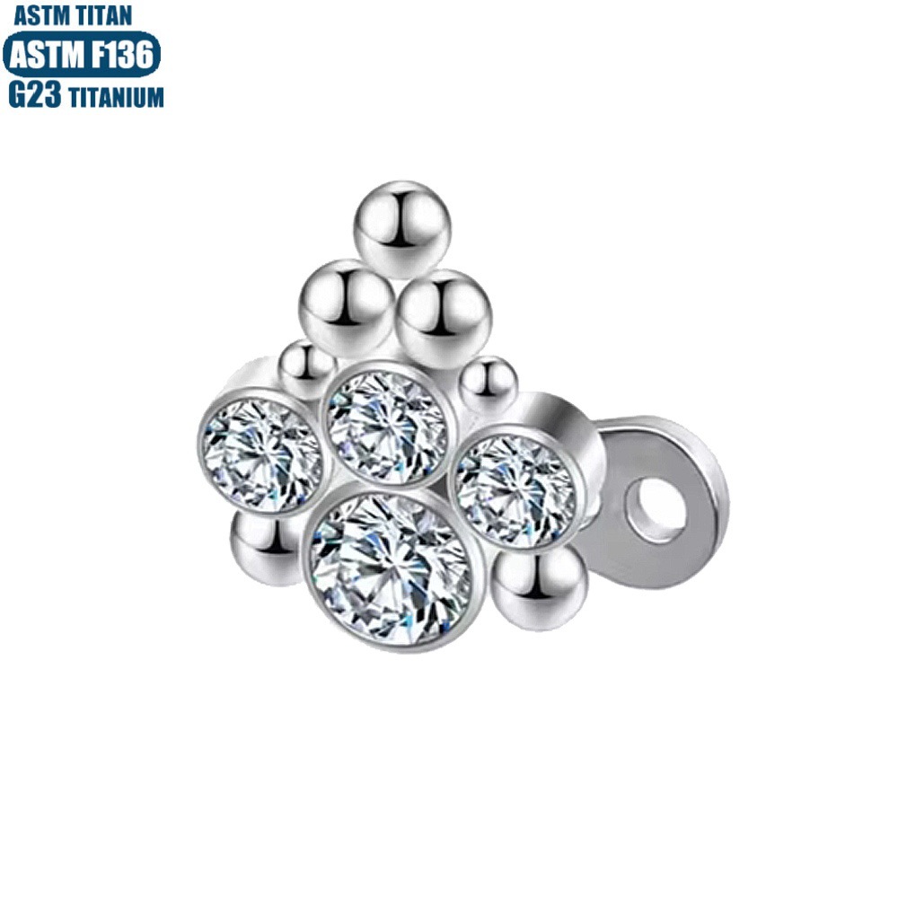 G23 Titanium Subcutaneous Implant Buried Screw Internal Thread Zircon Bone Screw with Base Body Piercing Skin Screw - Image 2