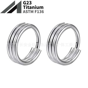 F136 Titanium Earrings Three-Layer Closed Ring Pinless Nose Ring Seamless Ring G23 Titanium Alloy Piercing Jewelry Ear Bone Ring