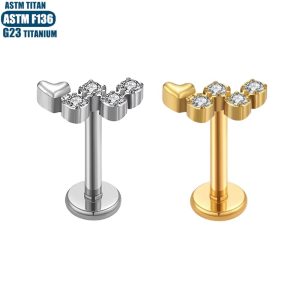 F136 Titanium Perforated Zircon Earrings Inner Tooth Thread Lip Ring Tragus Small Earring Diaphragm Jewelry
