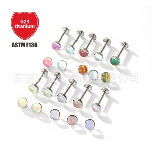 G23 Titanium Ear Bone Nail Disc Glass Glossy Cross-Border Body Piercing Jewelry Ear Nail
