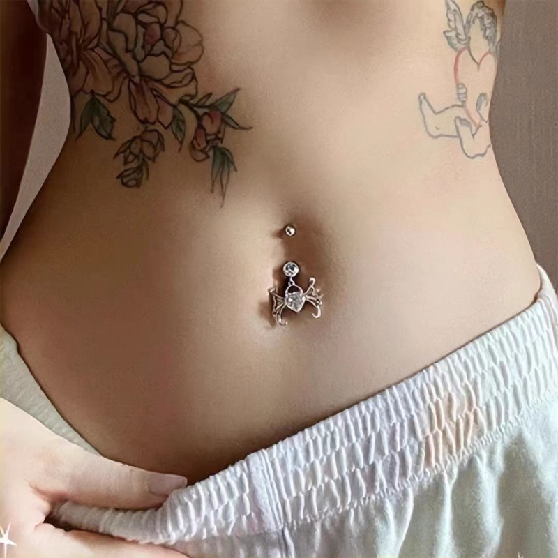 Heart-Shaped Zircon Wings Navel Ring Gold Belly Button Piercing Jewelry Wholesale - Image 3