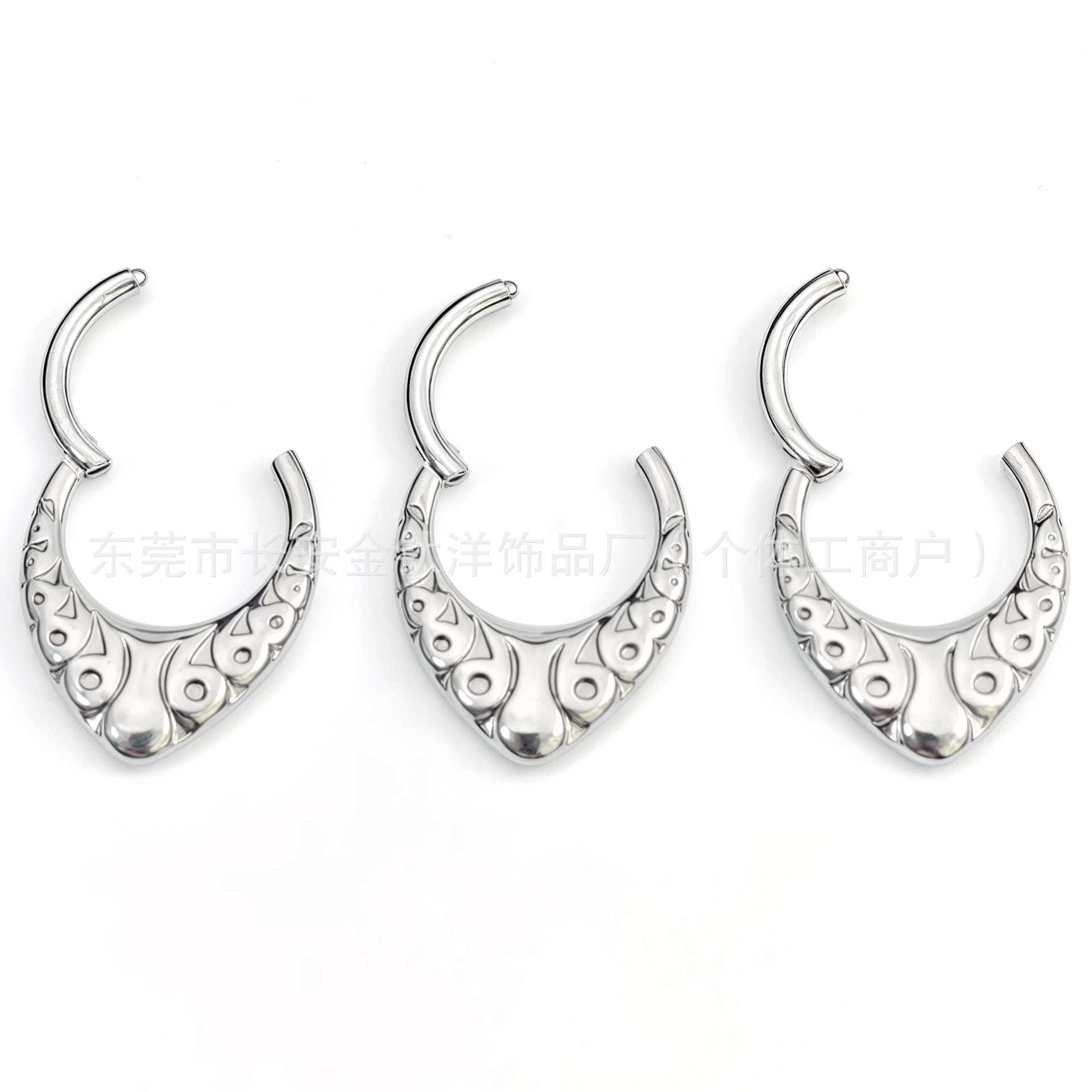 F136 Titanium Retro Pattern Pinless Hoop Earrings Nose Ring Seamless Ring Piercing Jewelry - Image 3