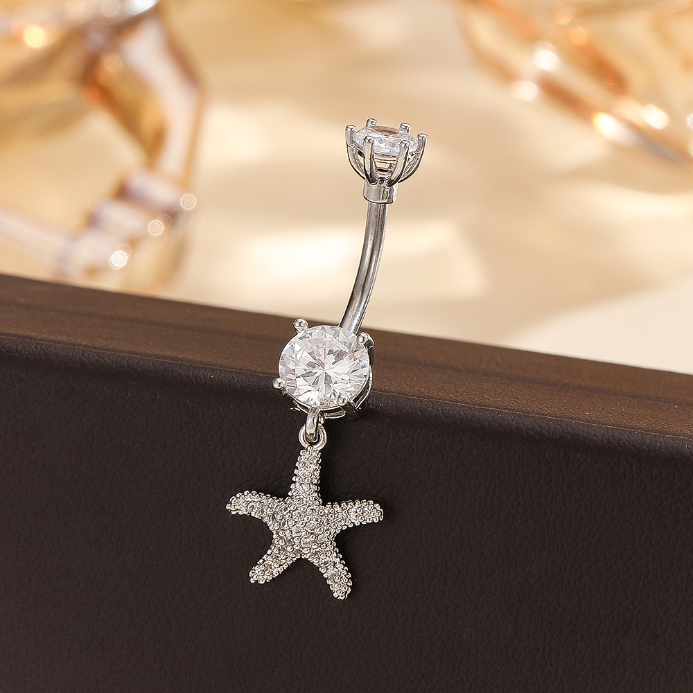 Cross Border European American Style Stainless Steel Belly Button Rings Starfish Cross Belly Button Studs Body Piercing Jewelry Wholesale - Image 2