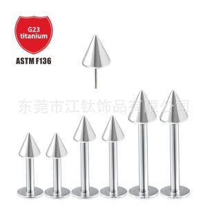 G23 Titanium Cone Pin Lip Nail Punk Devil Ear Cartilage Stud 3mm Spike