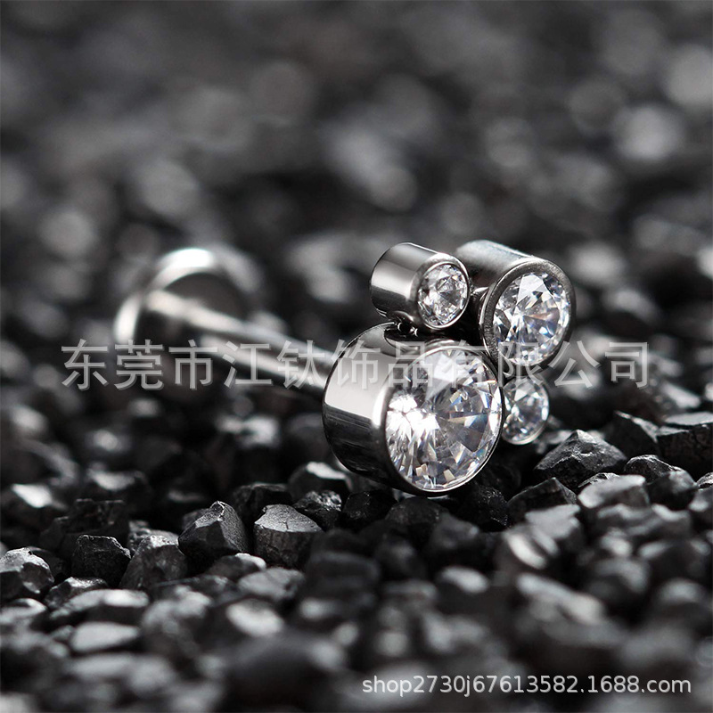 G23 Titanium Cat's Claw Earrings with Zircon 5A - Cross-Border Hot Sale Body Piercing Jewelry - Image 3