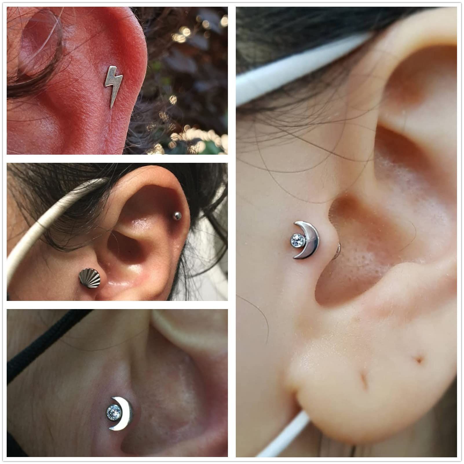 G23 Titanium Moon Lip Nail Pack Zircon Nose Nail Ear Bone Nail Ear Nail Titanium Alloy Piercing Jewelry - Image 4
