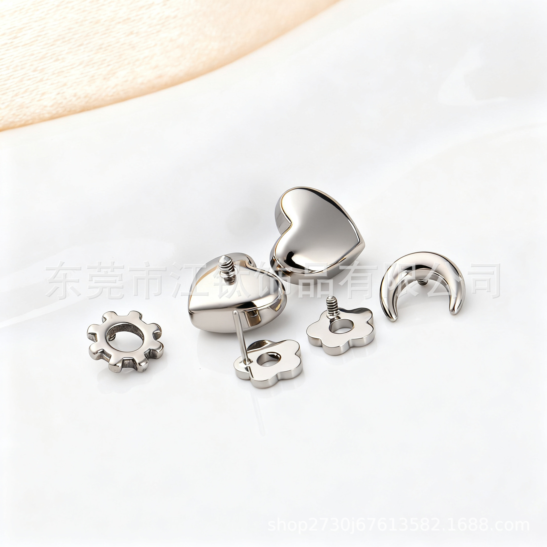 G23 Titanium Alloy Ear Piercing Jewelry - Moon Heart Geometric Cartilage Stud for Ear Bone Lip Nails - Image 3