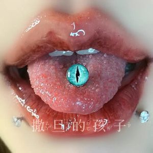Satan's Children Tongue Nail Eyes Hot Girls Tongue Ring Tongue Barbell 316L Surgical Steel Oral Piercing Jewelry