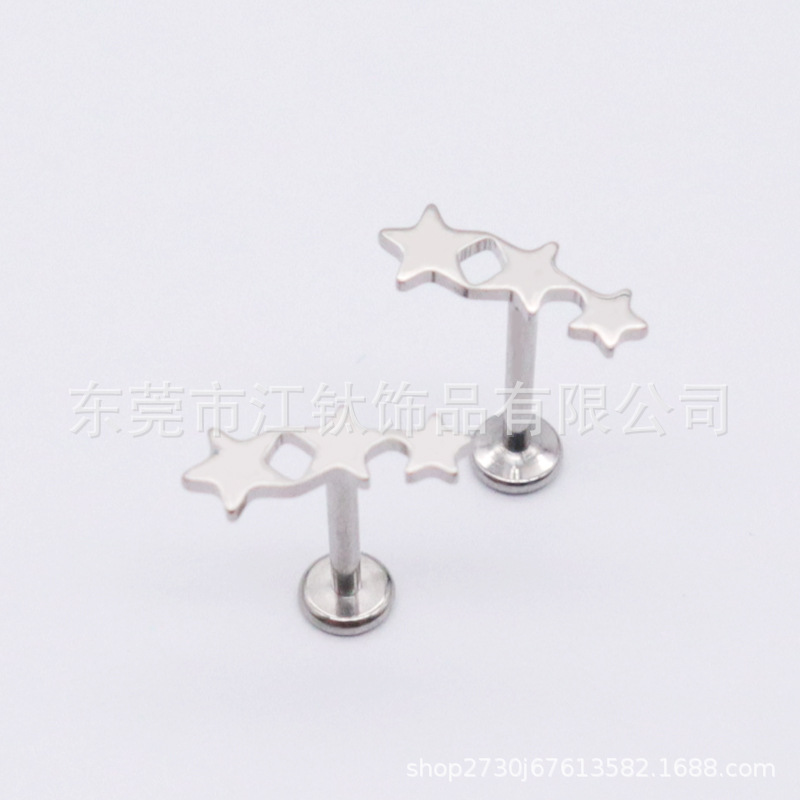 F136 Titanium Gold Star Stud Earrings - Five-Pointed Star Cartilage Earring for Men and Women - Image 3