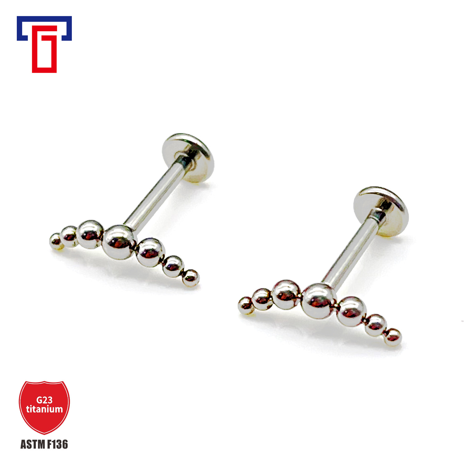 G23 Titanium Round Bead Earring Ball Welding Titanium Alloy Lip Nail Simple Body Piercing Jewelry Eardrum Nail - Image 5