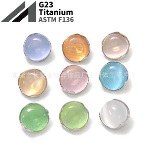 F136 Titanium Wave Edging Cat's Eye Stone Flat Bottom Ear Bone Lip Tongue Nail G23 Titanium Piercing Jewelry