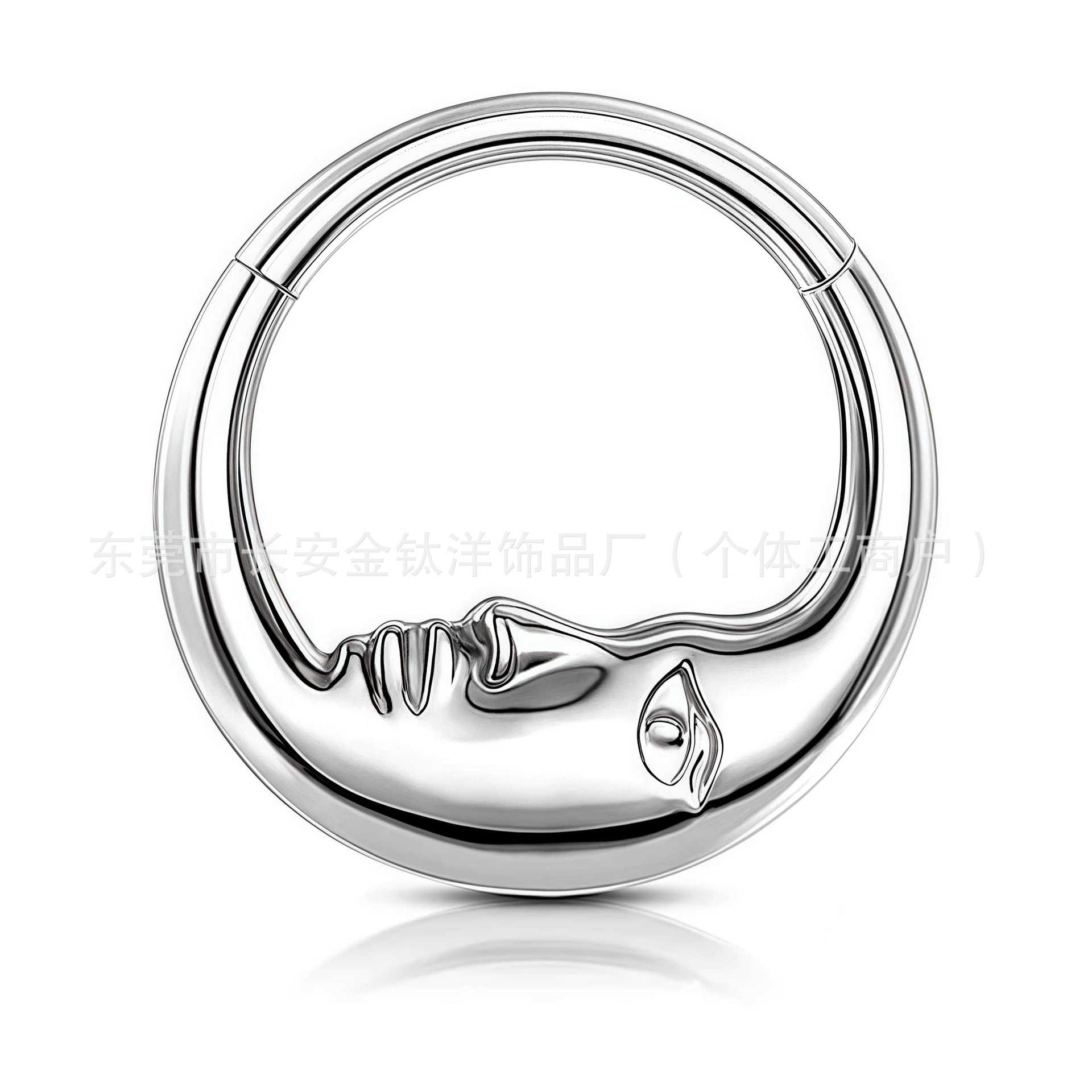 F136 Titanium Smooth Moon Face Ear Cuff Nose Septum Closed Ring Nose Ring Ear Jewelry G23 Titanium Alloy Piercing Jewelry - Image 4