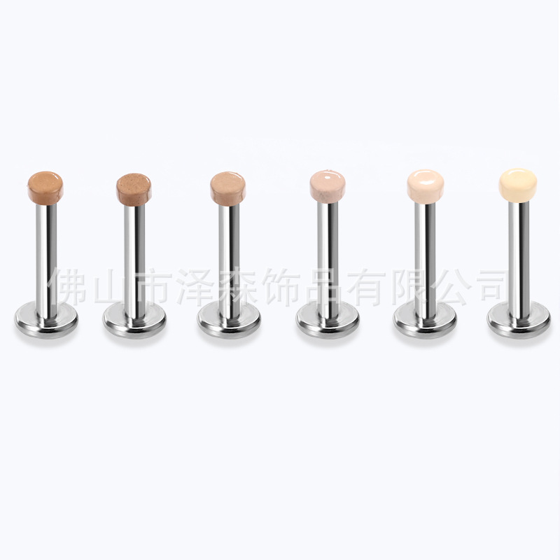 F136 Titanium Alloy Flat Bottom Ear Bone Nail Invisible Flesh Color Stud - G23 Titanium Body Piercing Skin Nail - Image 5