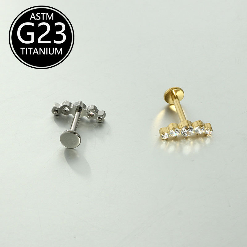 G23 Titanium Alloy Zircon Lip Labret Stud 16G Ear Cartilage Piercing Jewelry - Image 2