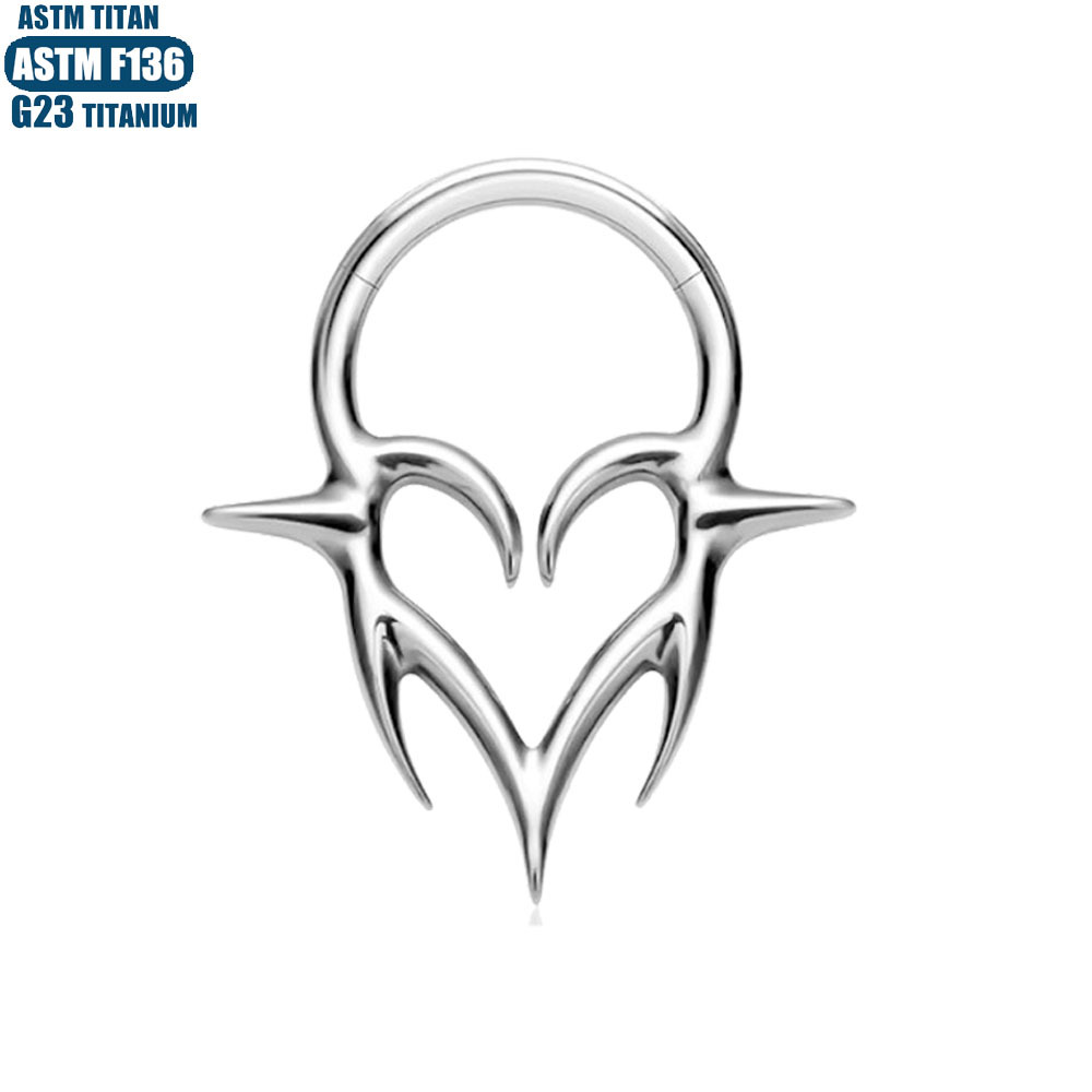 F136 Titanium Alloy Crown Wings Nose Ring Body Piercing Jewelry Nose Stud Closed Ring Ear Stud Earrings 1.2x8mm Black - Image 3
