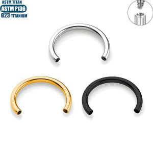 G23 Titanium Horseshoe Ring Double-Headed Internal Thread C-Shaped Septum Nose Lip Curved Barbell