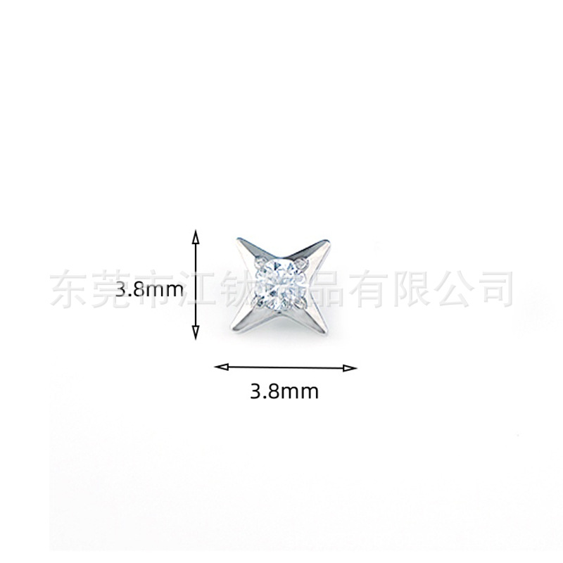 G23 Titanium Alloy Star Inlaid Zircon Cartilage Stud Earring for Men Women - Image 3