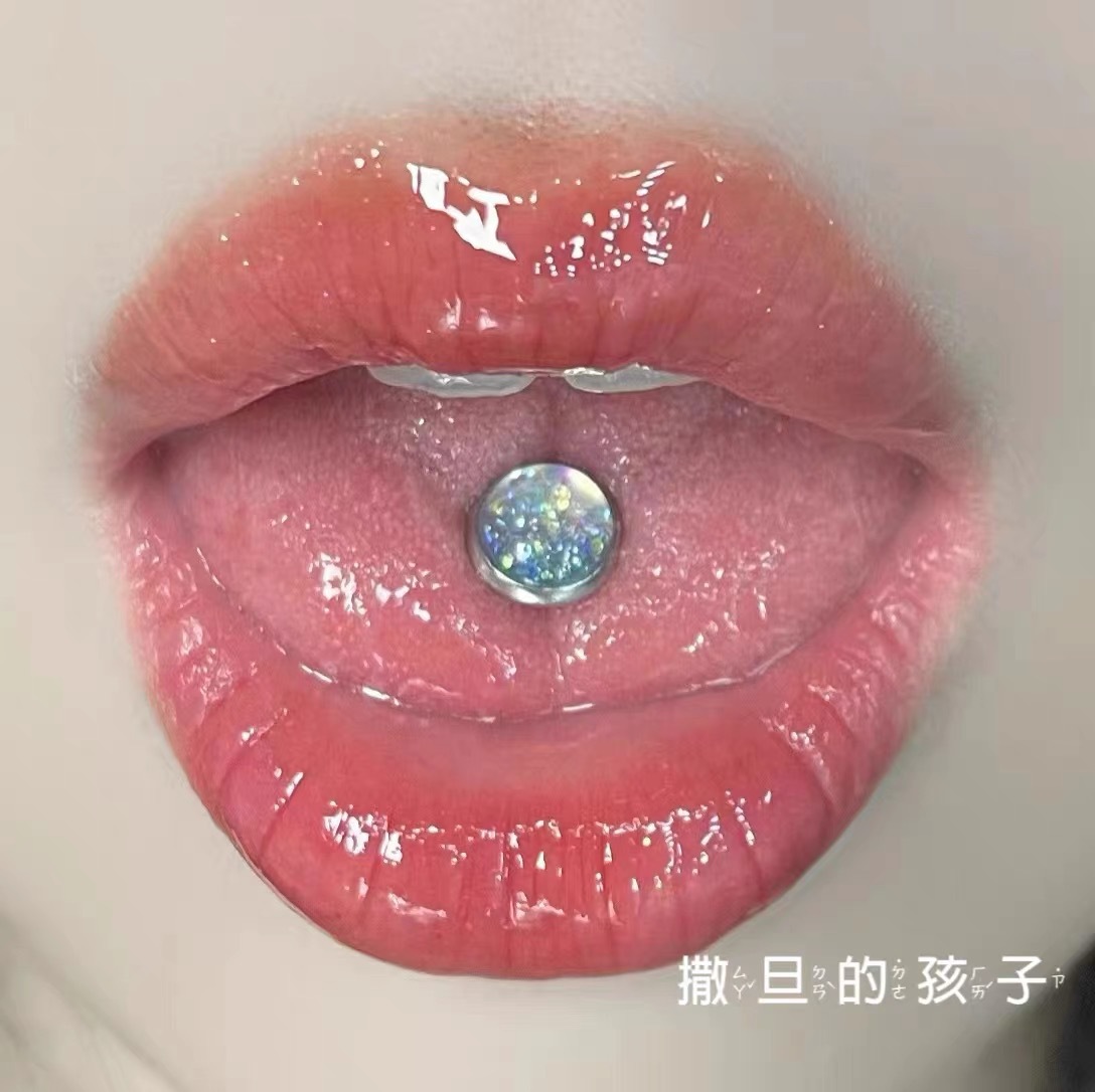 Hokkaido Love Song Externally Threaded Titanium Steel Tongue Ring Pink Tongue Barbell Body Piercing Jewelry - Image 2