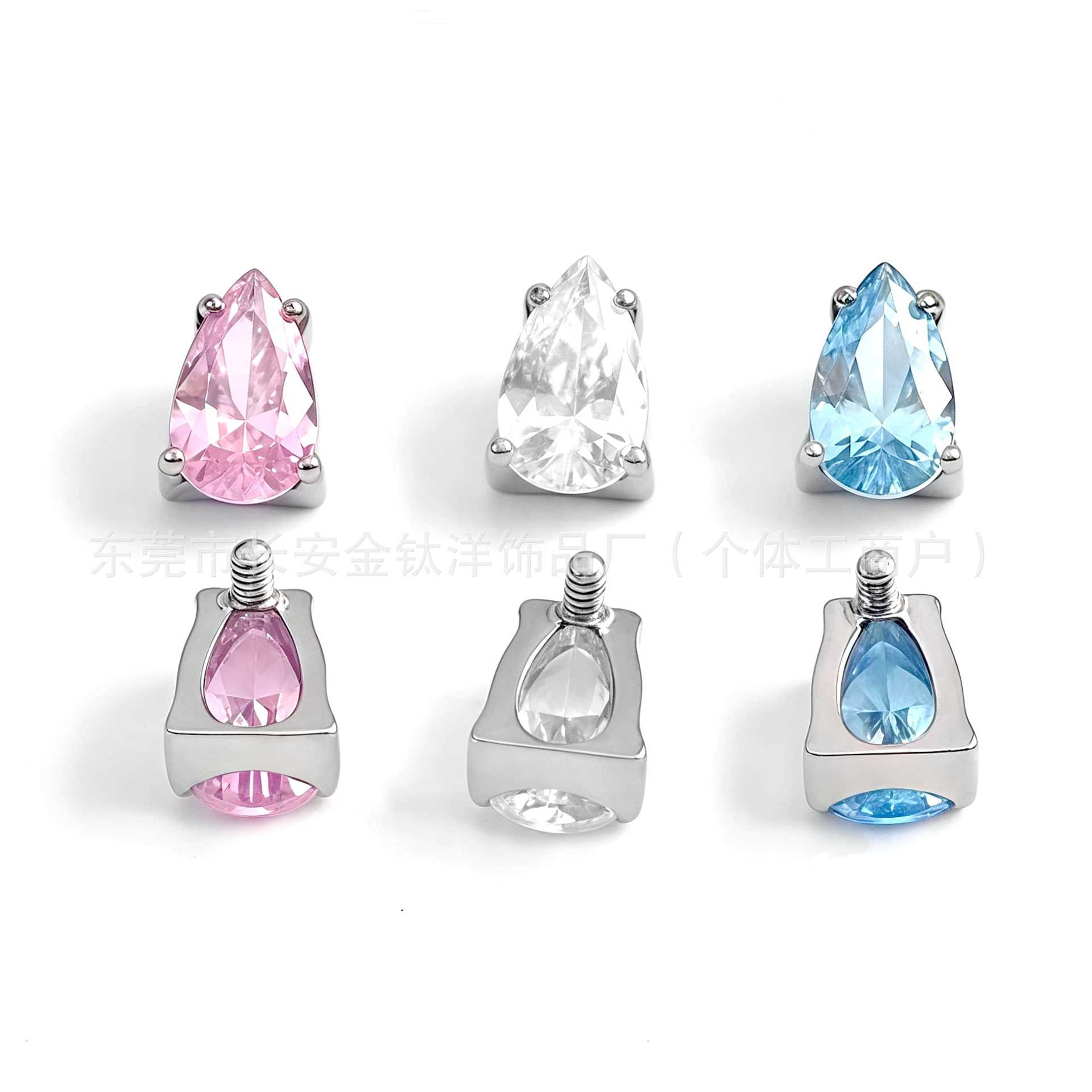 F136 Titanium Inner Tooth Water Drop 5A Zircon Stud Earring Lip Nose Nail Ear Bone G23 Alloy Body Piercing Jewelry - Image 5