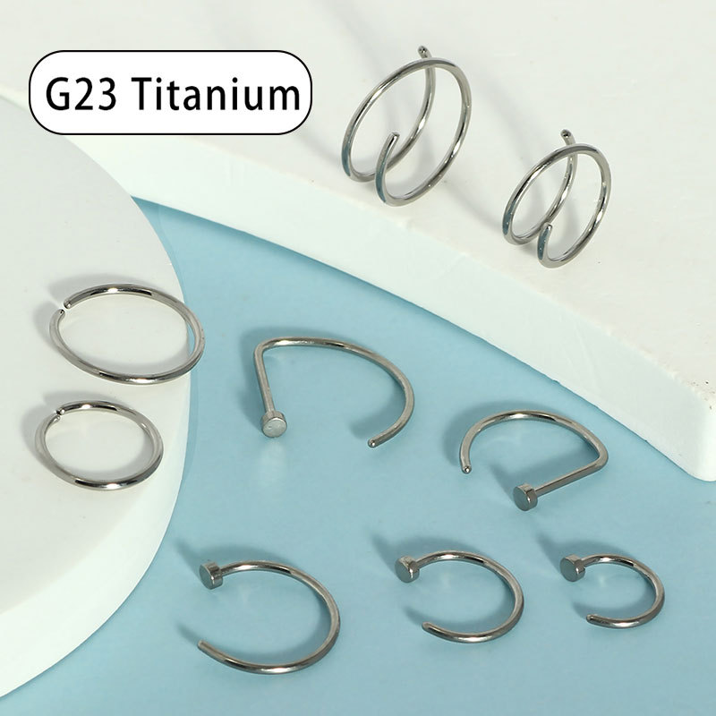 G23 Titanium Nose Ring Lip Ring 20G Thin Rod Basic C Curve Nose Stud - 1 Piece - Image 2