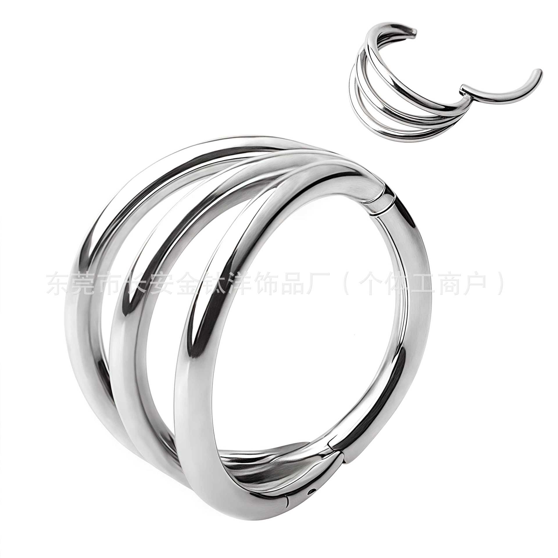 F136 Titanium Three-Ring Seamless Open Nose Ring Lip Ring Earrings Ear Bone Ring G23 Titanium Alloy Body Piercing Jewelry - Image 3