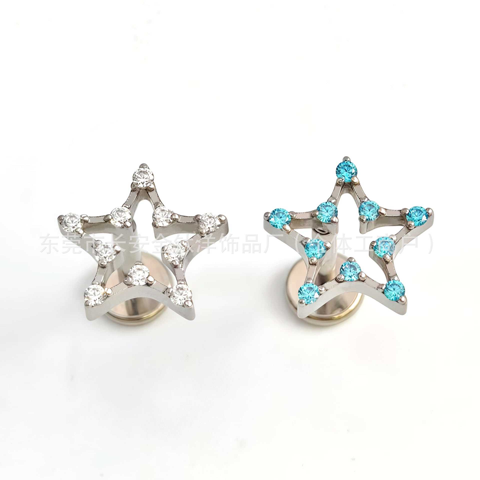 F136 Titanium Internal Thread Five-Pointed Star Zircon Earrings Lip Nails Ear Bone Nails G23 Titanium Alloy Body Piercing Jewelry - Image 4