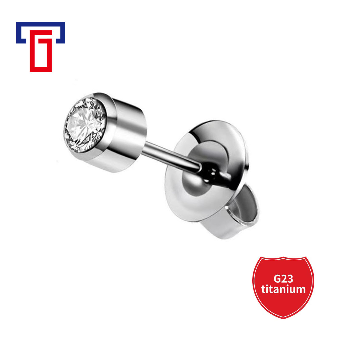 G23 Titanium Alloy with Diamond December Set Fine Needle Integrated Earrings Titanium Butterfly Buckle Earplugs Piercing Jewelry - Image 4