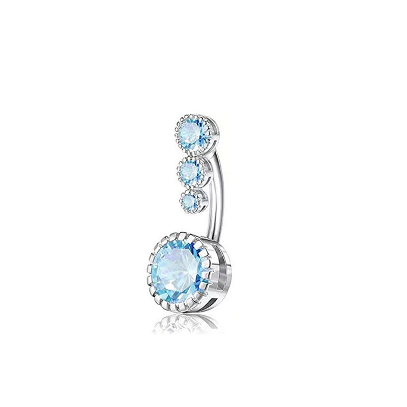 Stainless Steel Gold Belly Button Ring with CZ Leaf Dangle Navel Piercing Jewelry Wholesale - Image 3