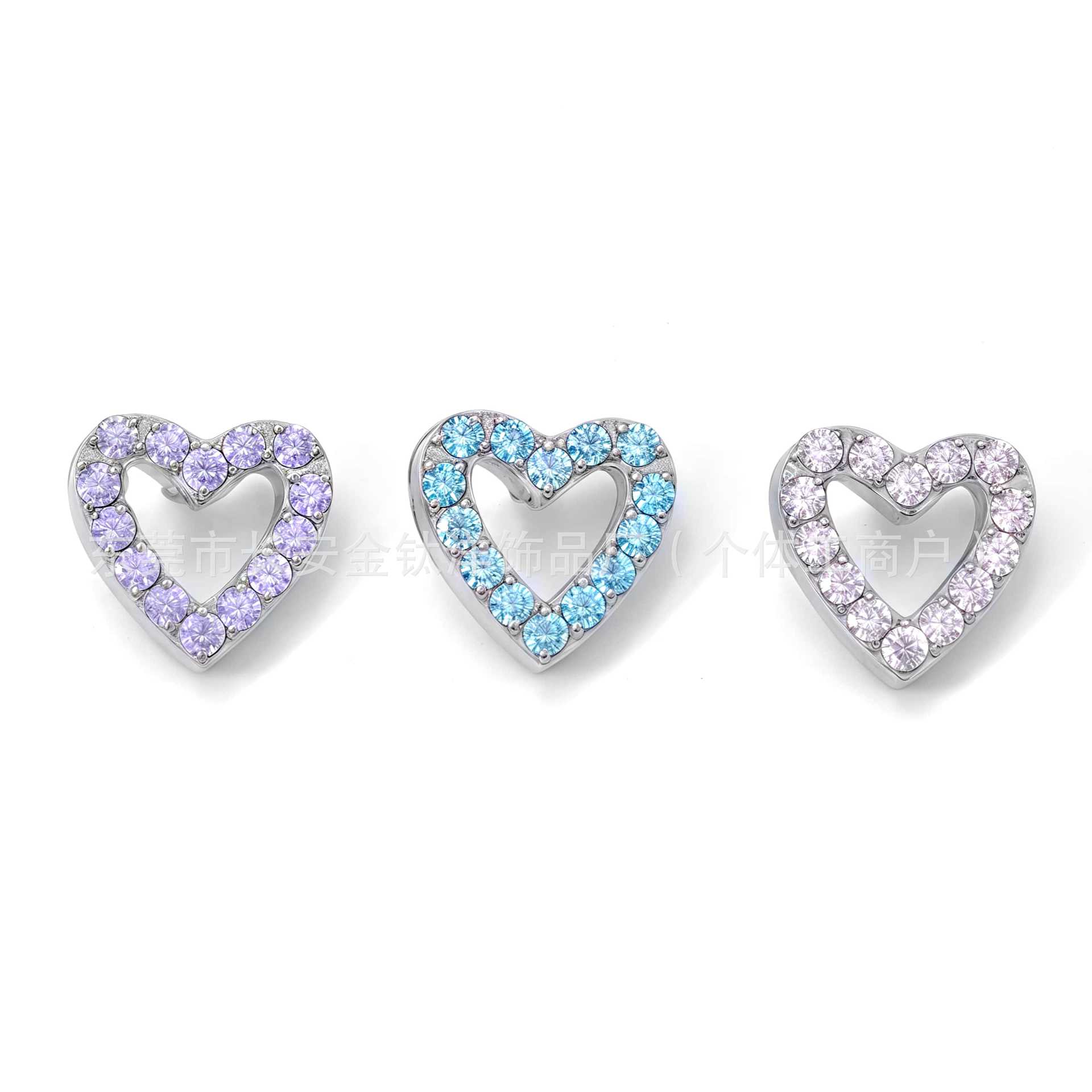 F136 Titanium Internal Thread Full Diamond Heart Earrings Lip Nails Nose Nails Ear Bone Nails G23 Titanium Alloy Body Piercing Jewelry - Image 4