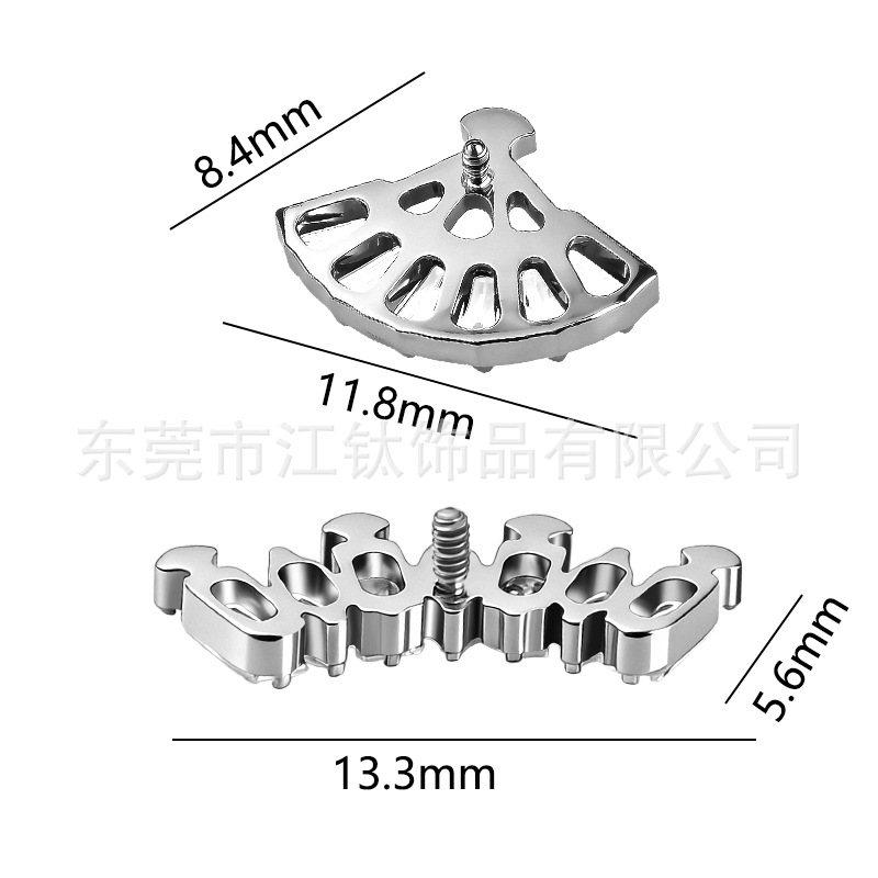 G23 Titanium Alloy Fan-Shaped Cubic Zirconia Ear Stud Cartilage Earring - Image 2