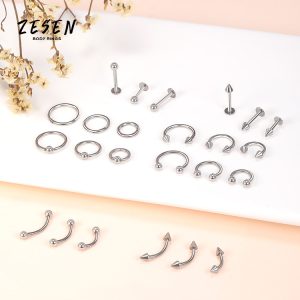 Geometric 316L Surgical Steel Lip Labret Stud Exaggerated Nose Ring Cone Eyebrow Ring Titanium Steel Clip Ball Ring for Fashion