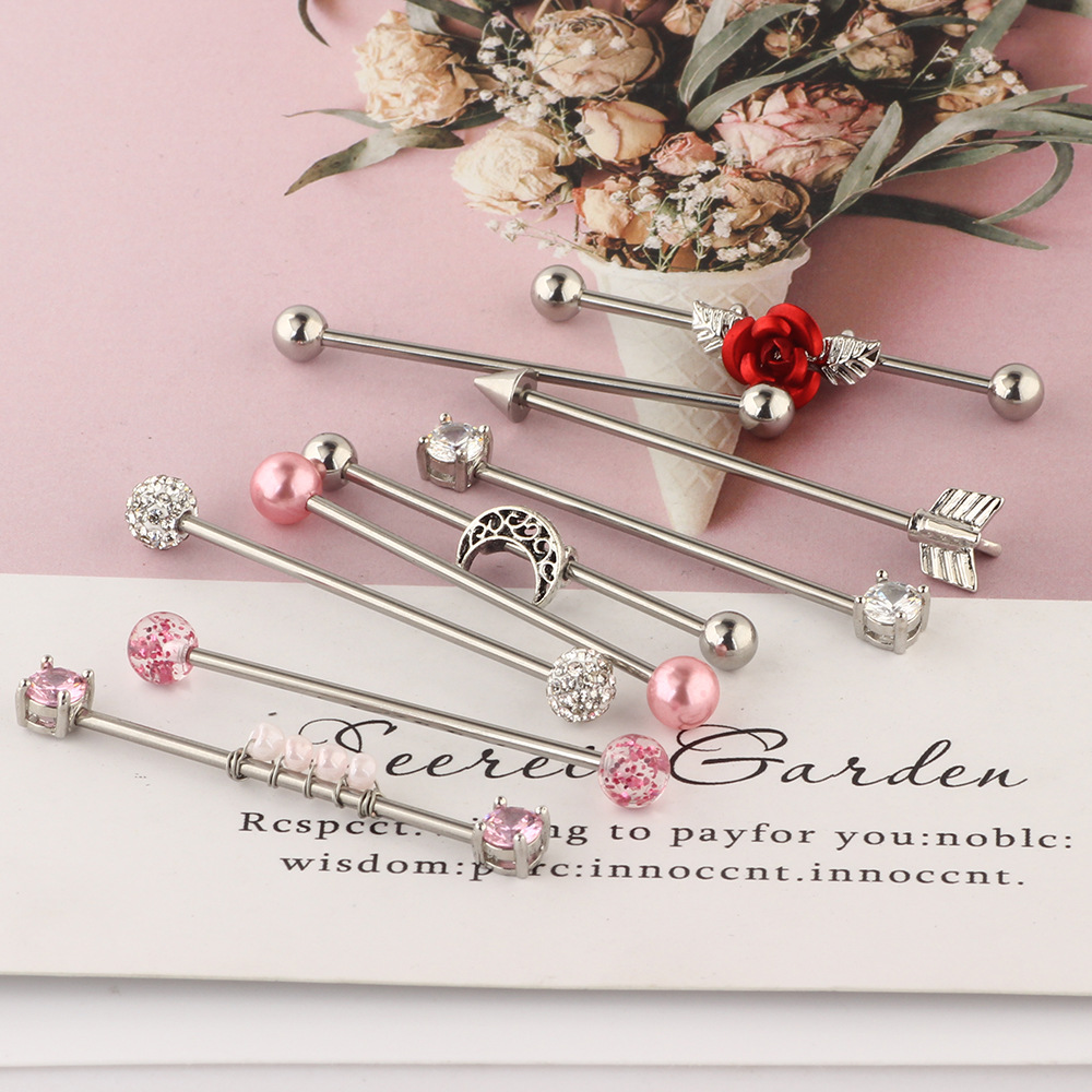 9-Piece Industrial Barbell Set Stainless Steel Geometric Ear Piercing Jewelry Cartilage Hoops - Image 5