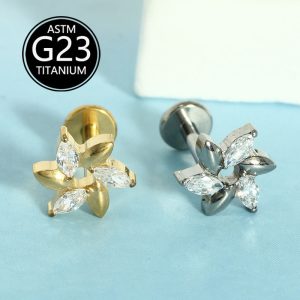 G23 Titanium Lip Piercing Jewelry Fashionable Zircon Labret Stud for Unisex