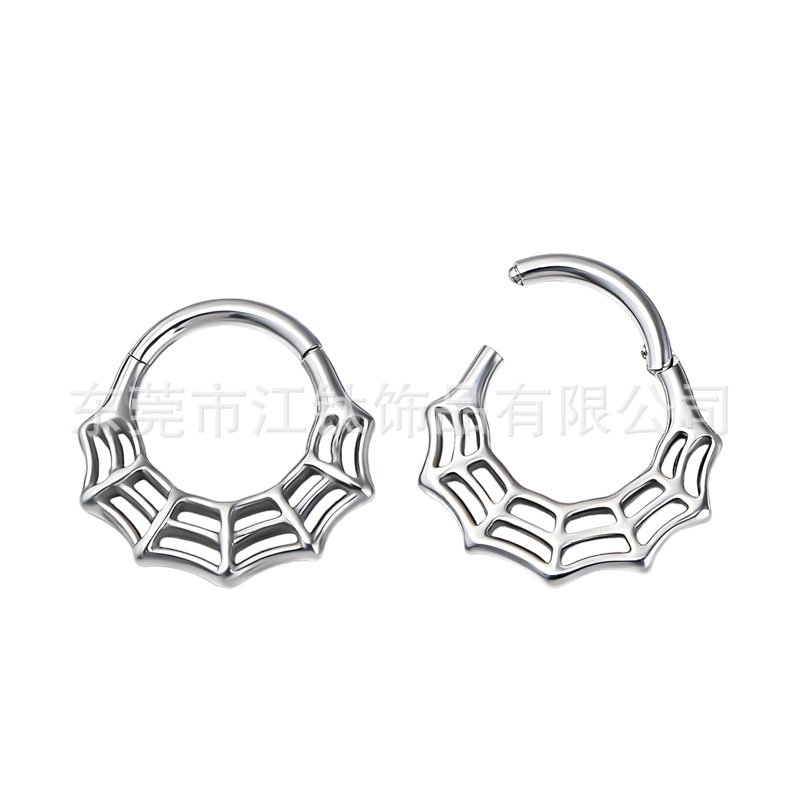 G23 Titanium Nose Ring Spider Web Piercing Jewelry Earrings for Women Men - Image 5