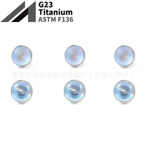 F136 Titanium Edged Moonstone Frosted Opal Lip Nail Tongue Nail Nose Nail Ear Nail G23 Titanium Alloy Piercing Jewelry