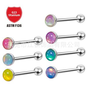 G23 Titanium Tongue Barbell Flash Film Drop Oil Multi-Color Gradient Tongue Ring Body Jewelry