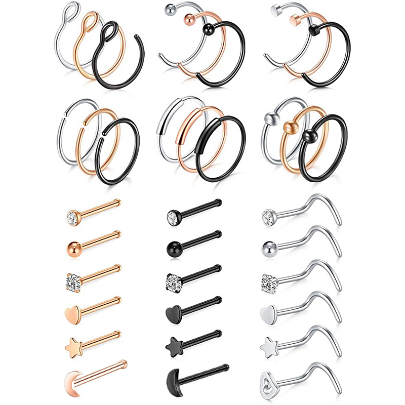 Stainless Steel Nose Nail Set – Geometric Earring Set for Women European American Style - Image 2