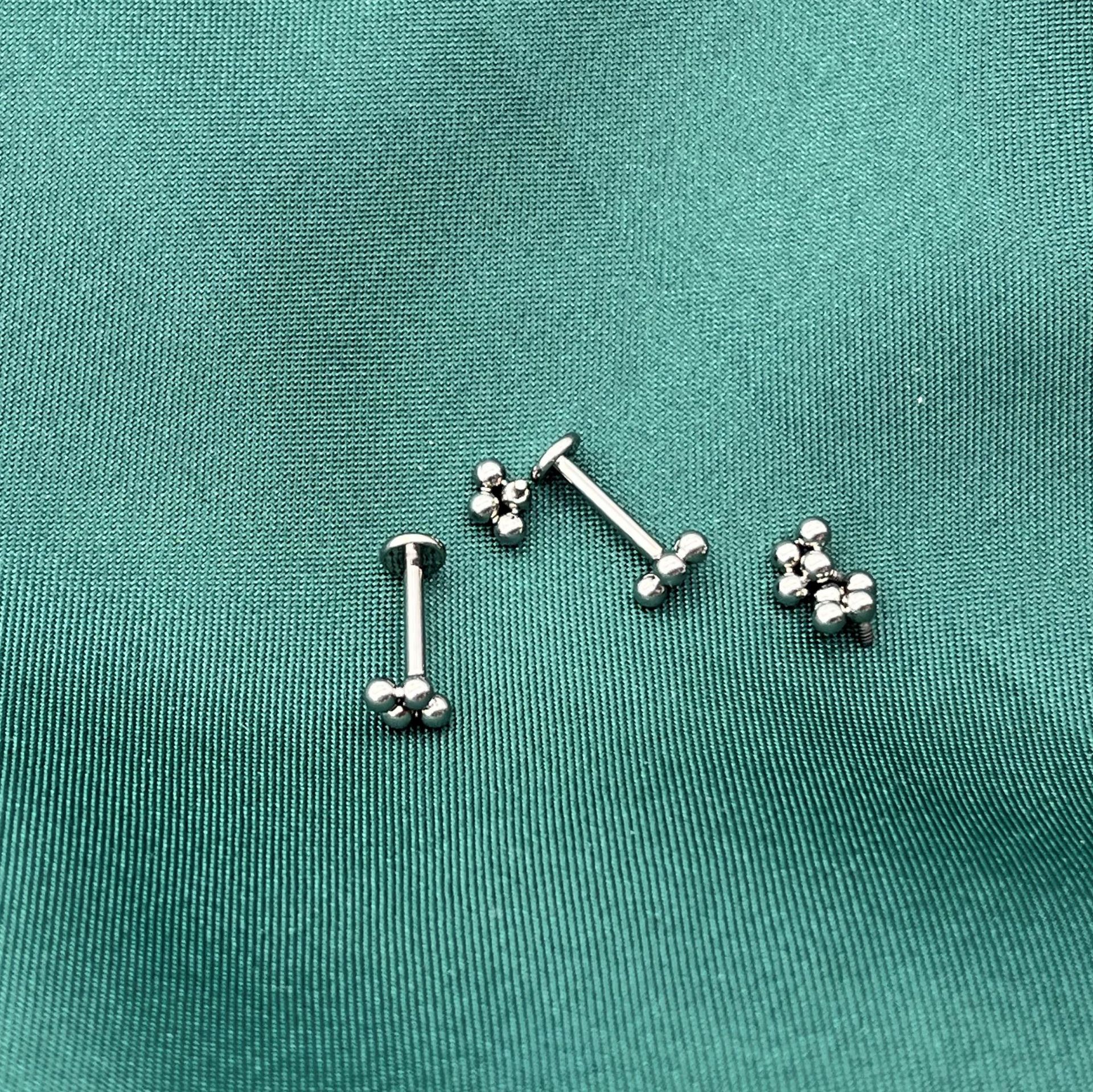 G23 Titanium Ear Nail Lip Nail Cross-border Hot Ear Nail F136 Titanium Alloy Piercing Jewelry Four Ball Ear Nail Nose Nail - Image 2