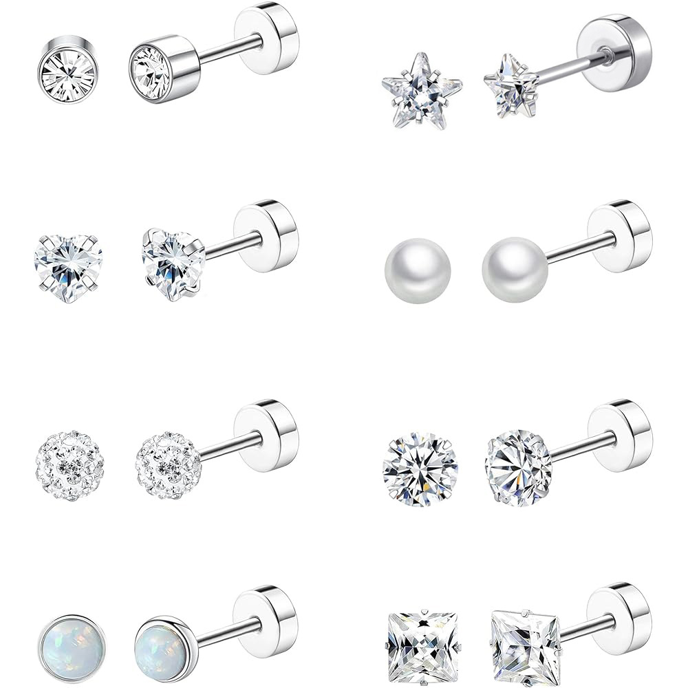 2024 New Stainless Steel Round Piece Zircon Earrings Set Silver Fashion Jewelry Wholesale - Image 2