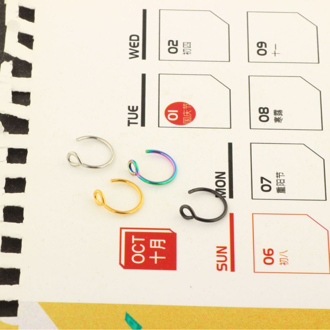 WISH Hot Stainless Steel Fake Nose Ring Nose Stud Nose Septum Earrings Body Piercing Jewelry Geometric Dark Blue - Image 5