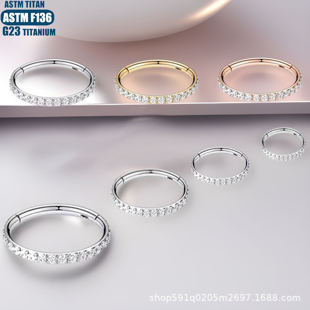 F136 Titanium Alloy Side Zircon Nose Ring Hoop Earring Cartilage Jewelry Geometric Fashion Trend - Image 4