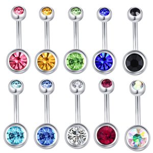 Gold Diamond Belly Button Ring Stainless Steel Navel Jewelry Dangle Stud Ear Bone Earrings Wholesale