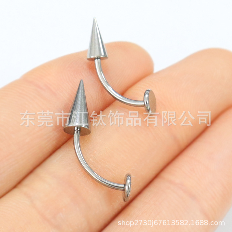 F136 Titanium Lip Nail Pointed Cone Flat Devil Nail G23 Titanium Alloy Human Body Piercing Ear Bone Nail - Image 3