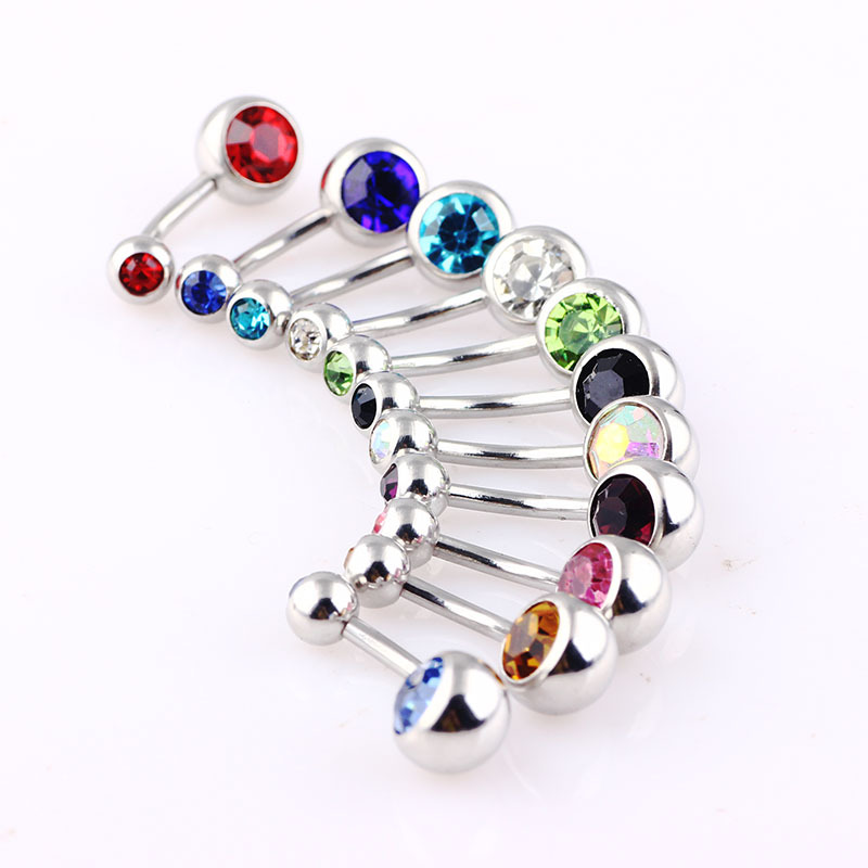 Gold Diamond Belly Button Ring Stainless Steel Navel Jewelry Dangle Stud Ear Bone Earrings Wholesale - Image 3