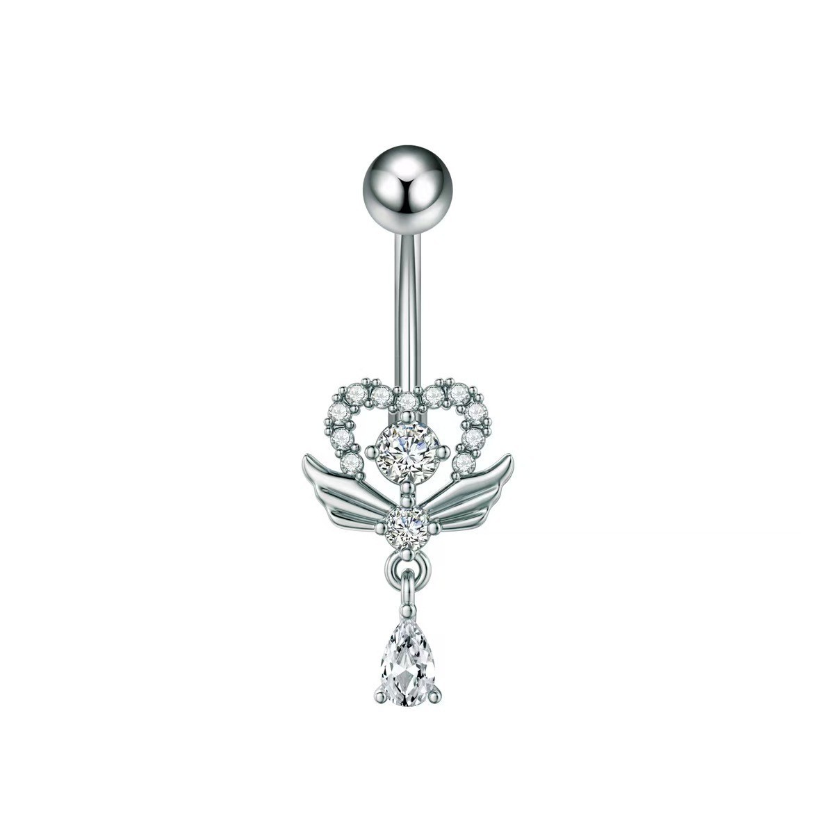 Cross-Border E-Commerce New Heart-Shaped Navel Nail Cross Pink Navel Ring Water Drop Pendant Belly Ring Body Piercing - Image 3