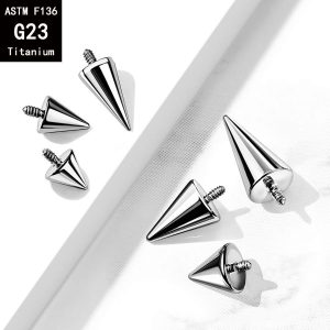 G23 Titanium External Thread Pointed Cone Devil Nail Lip Ear Bone Nail Tiger Tooth Nail Eyebrow Nail