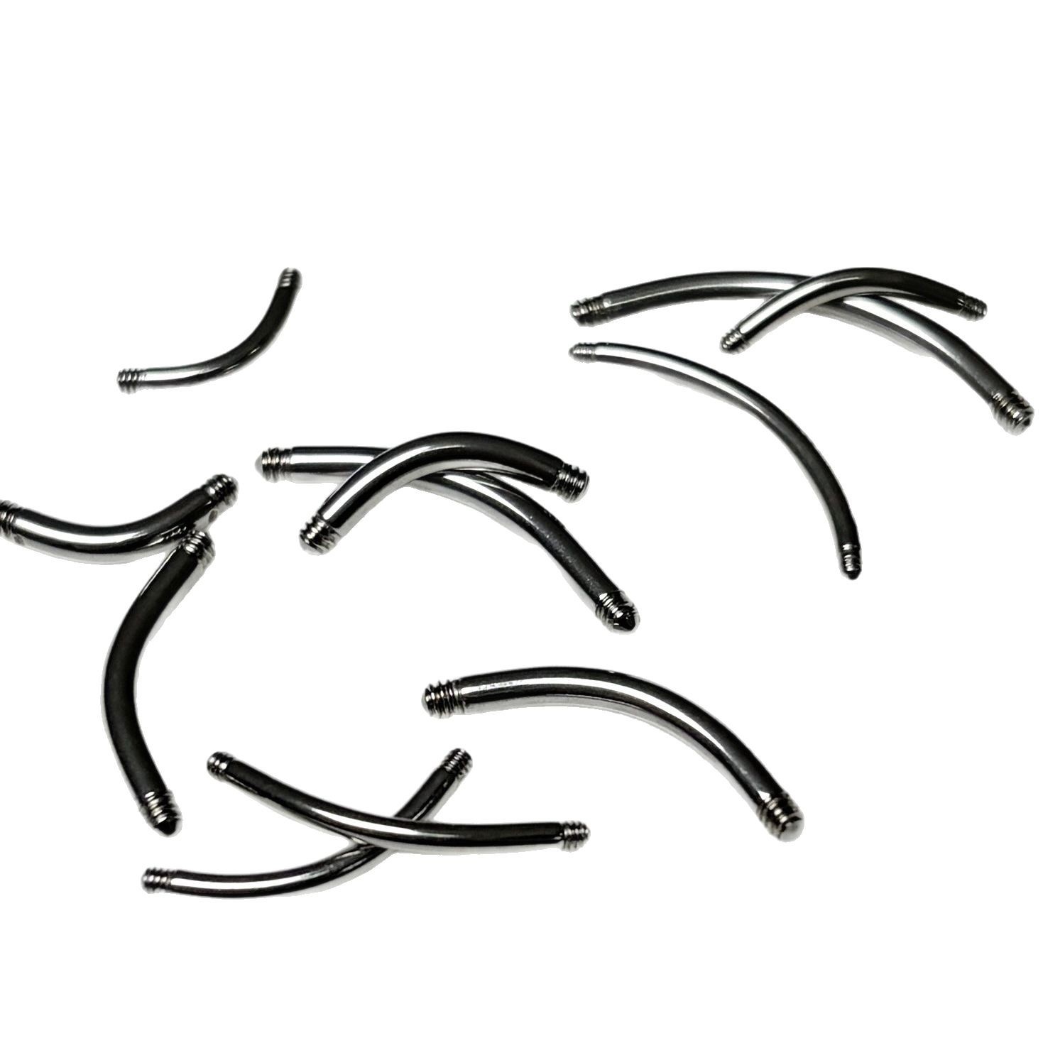 316L Surgical Steel Curved Replacement Rod Eyebrow Navel Lip Piercing External Thread 1.6mm 16mm - Image 5